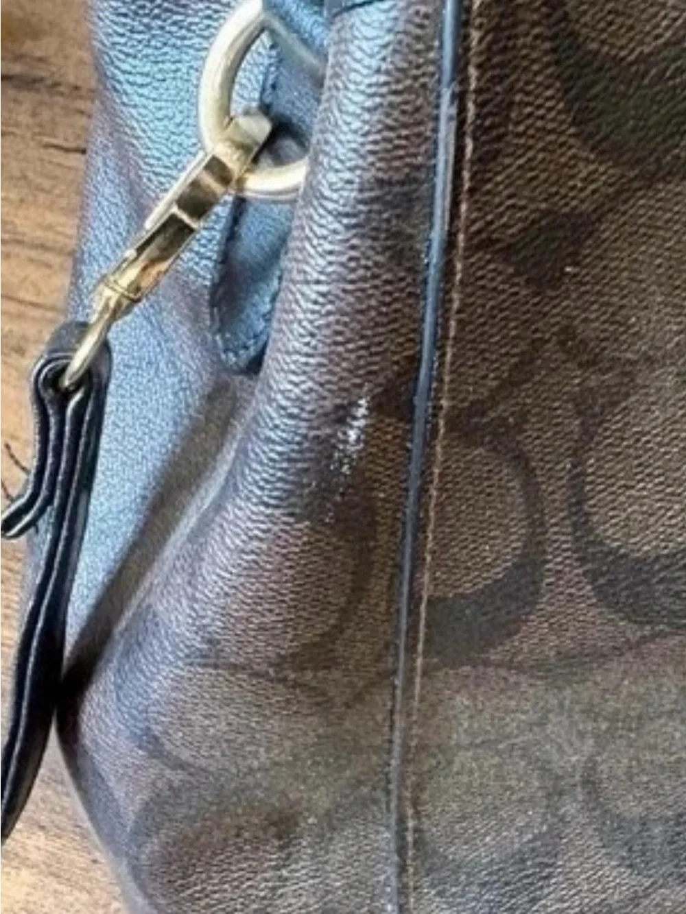 Coach Brown Signature Satchel with Black Handles